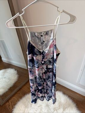 Orange Blossom Navy & Pink Floral Slip Dress by Angela Kim